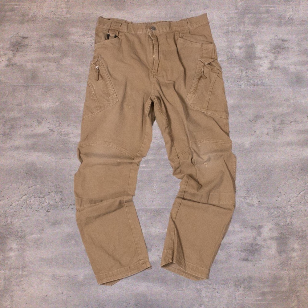Angle Cargo Double Knee Avant Gaurd Y2K Style Spright Fit Baggy Brown Pant's